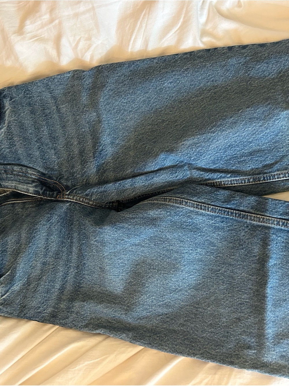Zara High-Rise Straight-Leg Jeans in Light/Medium Blue